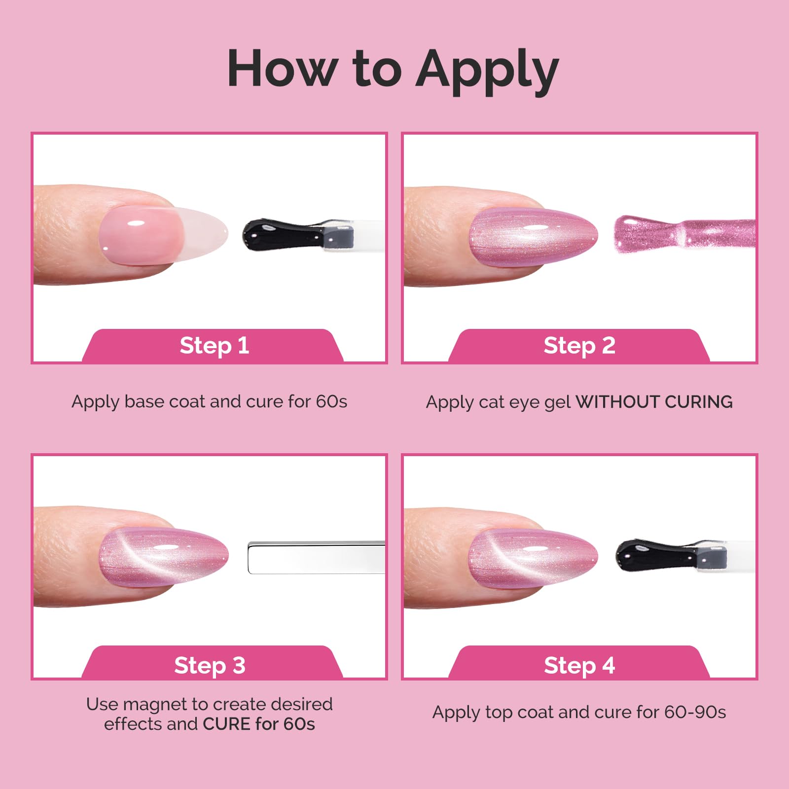 MelodySusie Starry Cat Eye Gel Nail Polish – Pink Glitter Magnetic UV Gel, 0.5 Fl Oz | G1602