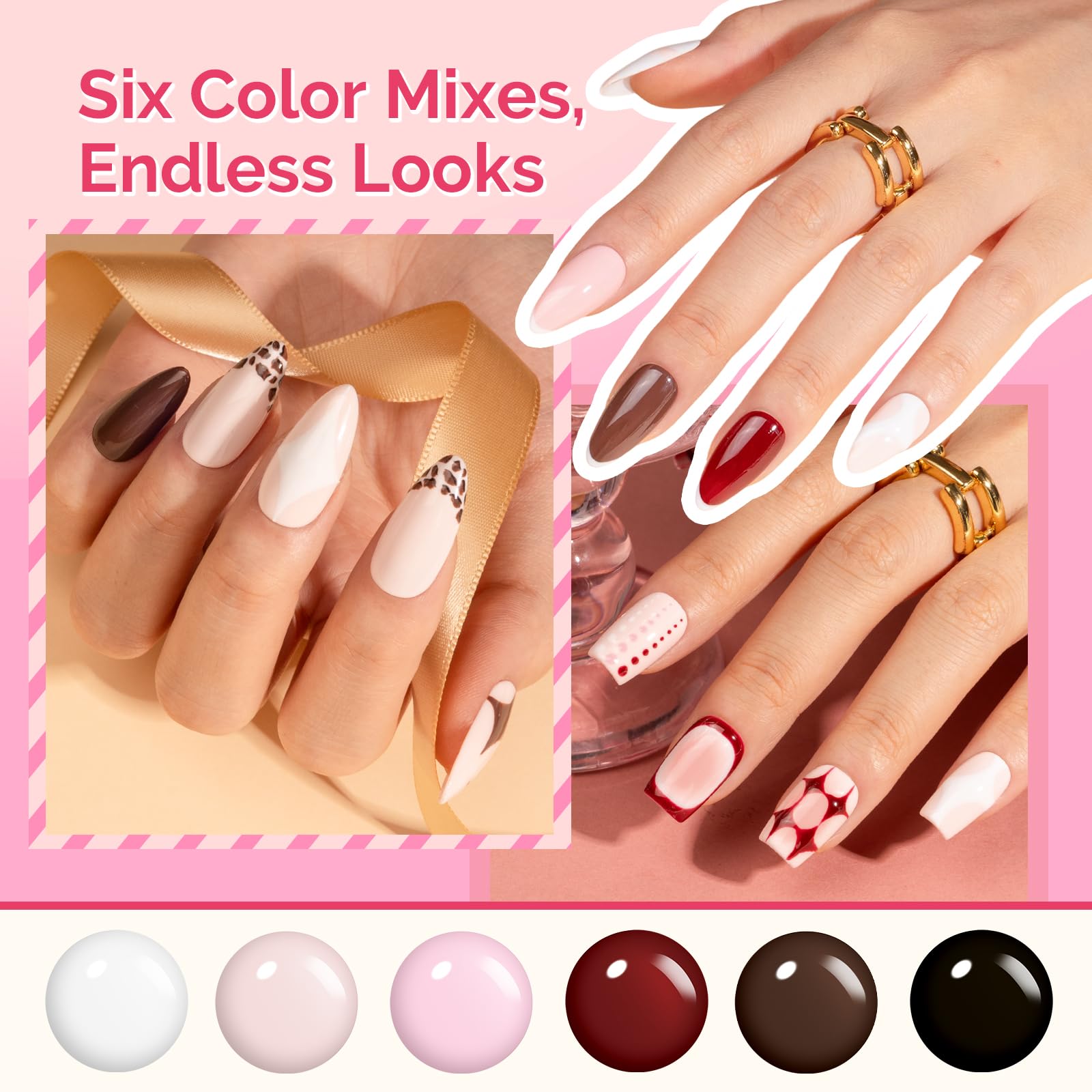 MelodySusie Highly Pigmented Gel Nail Polish Set – 6 Colors, Tilt Bottle, Plant-Based 3-Free Formula (HEMA Free)