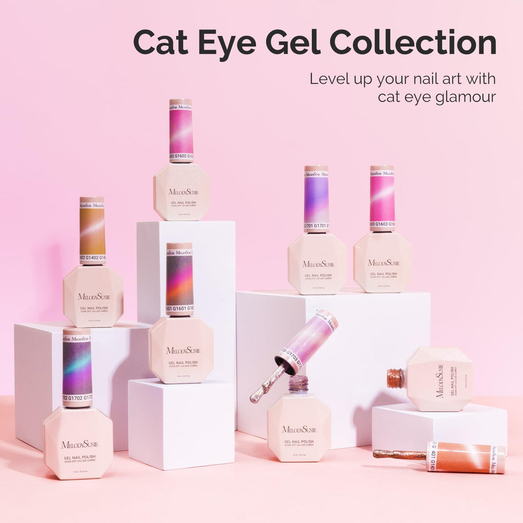 MelodySusie Starry Cat Eye Gel Nail Polish – Pink Glitter Magnetic UV Gel, 0.5 Fl Oz | G1602