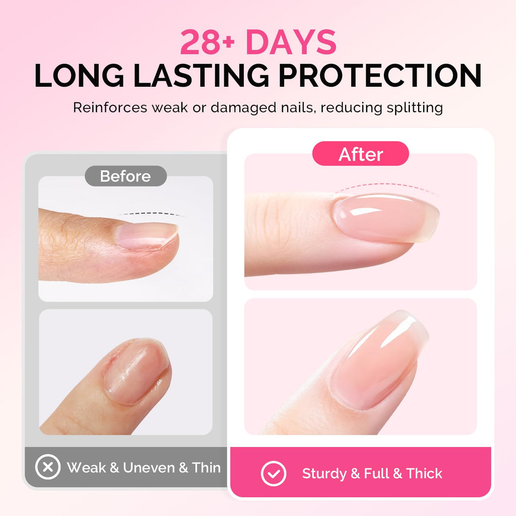 MelodySusie Builder Gel Nail Set – 6 Jelly Pink Gels, Thickening Base, UV/LED Cure