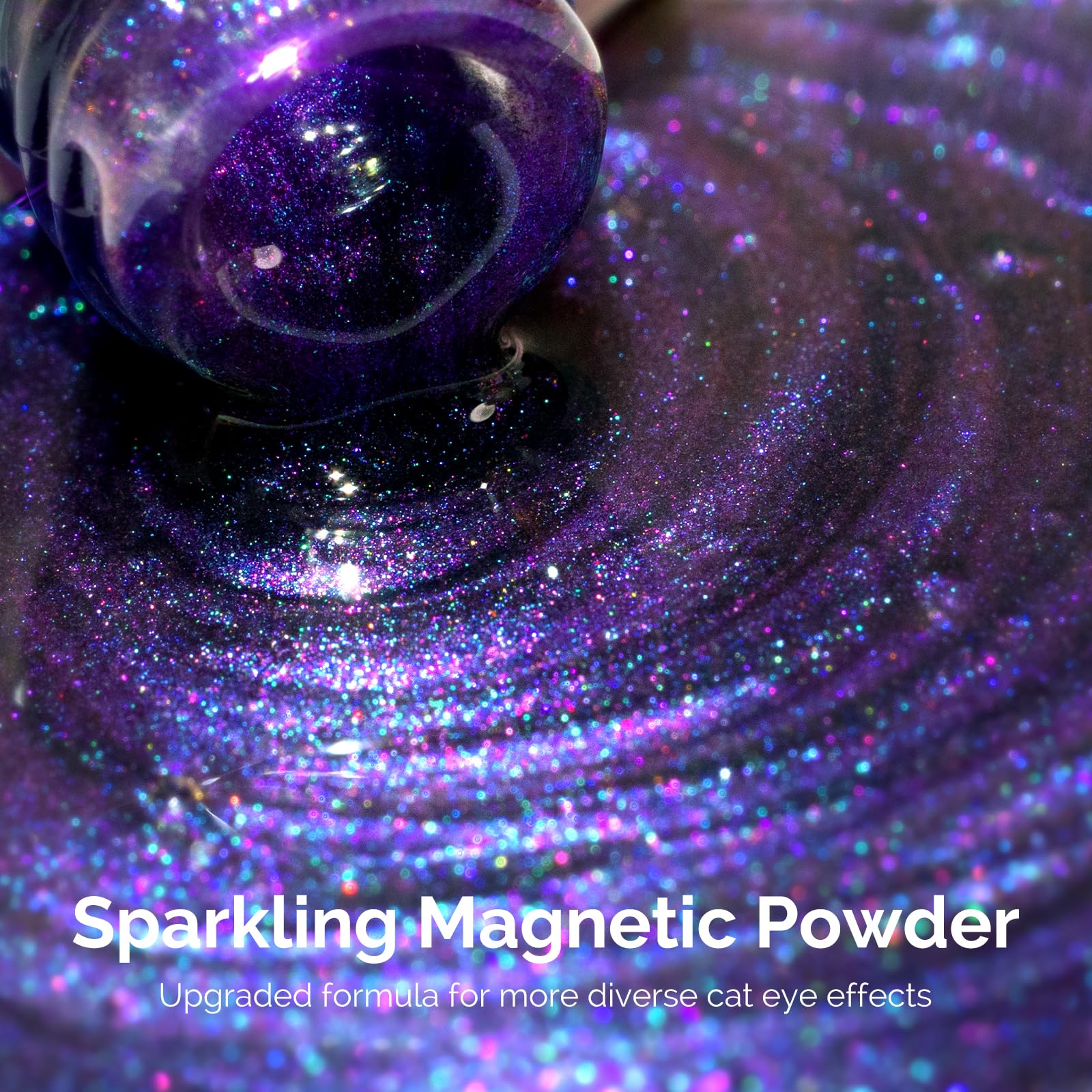 MelodySusie 9D Chameleon Cat Eye Gel Nail Polish with Magnet – Blue Glitter Holographic UV Gel, 0.5 Fl Oz