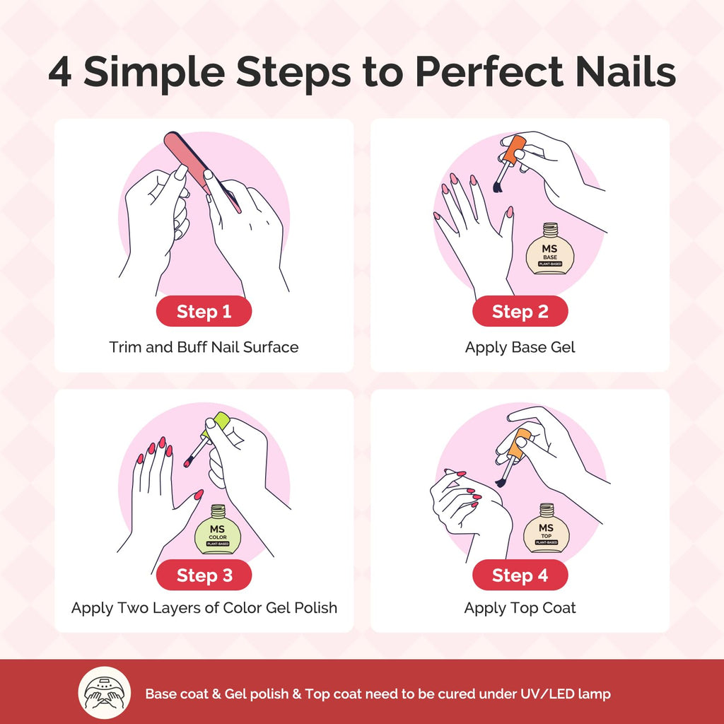 MelodySusie Highly Pigmented Gel Nail Polish Set – 6 Colors, Tilt Bottle, Plant-Based 3-Free Formula (HEMA Free)