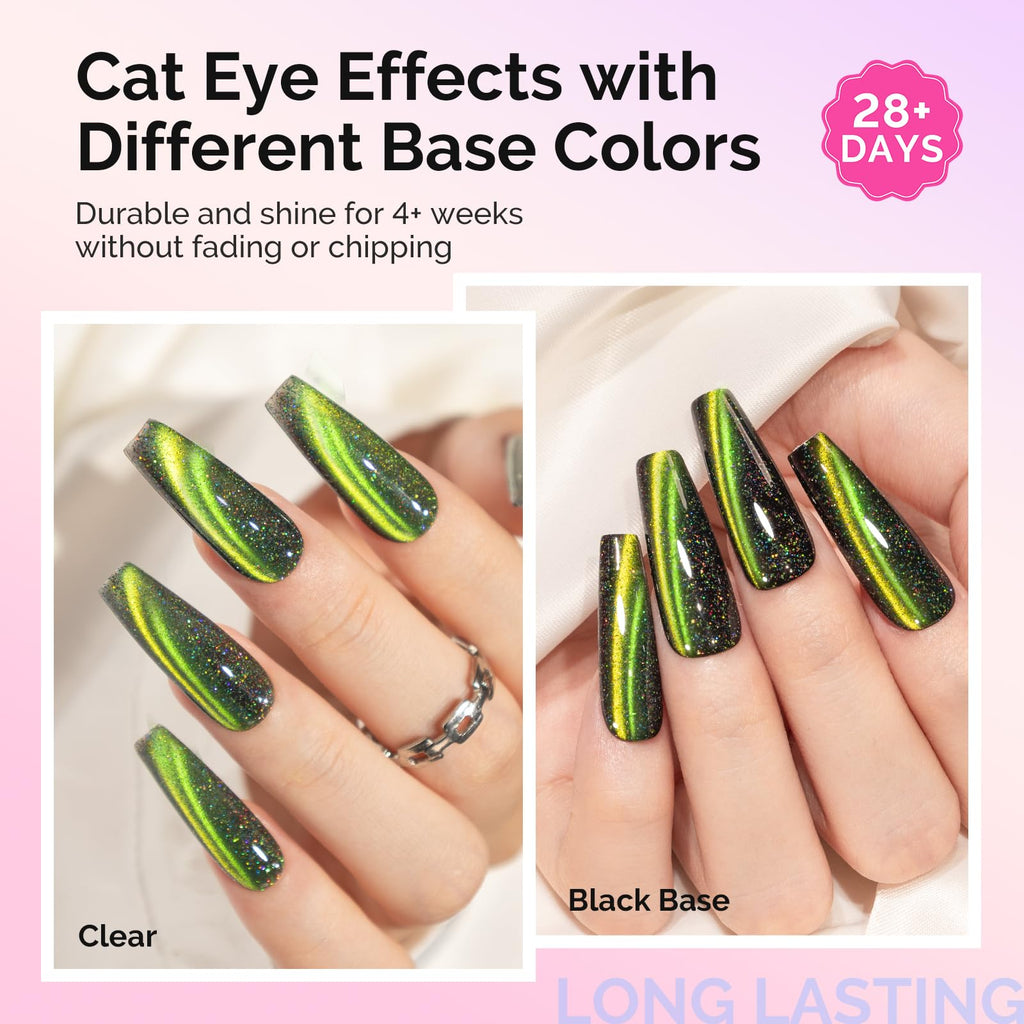 MelodySusie Chameleon Cat Eye Gel Nail Polish Set – 6×0.5oz with Magnet