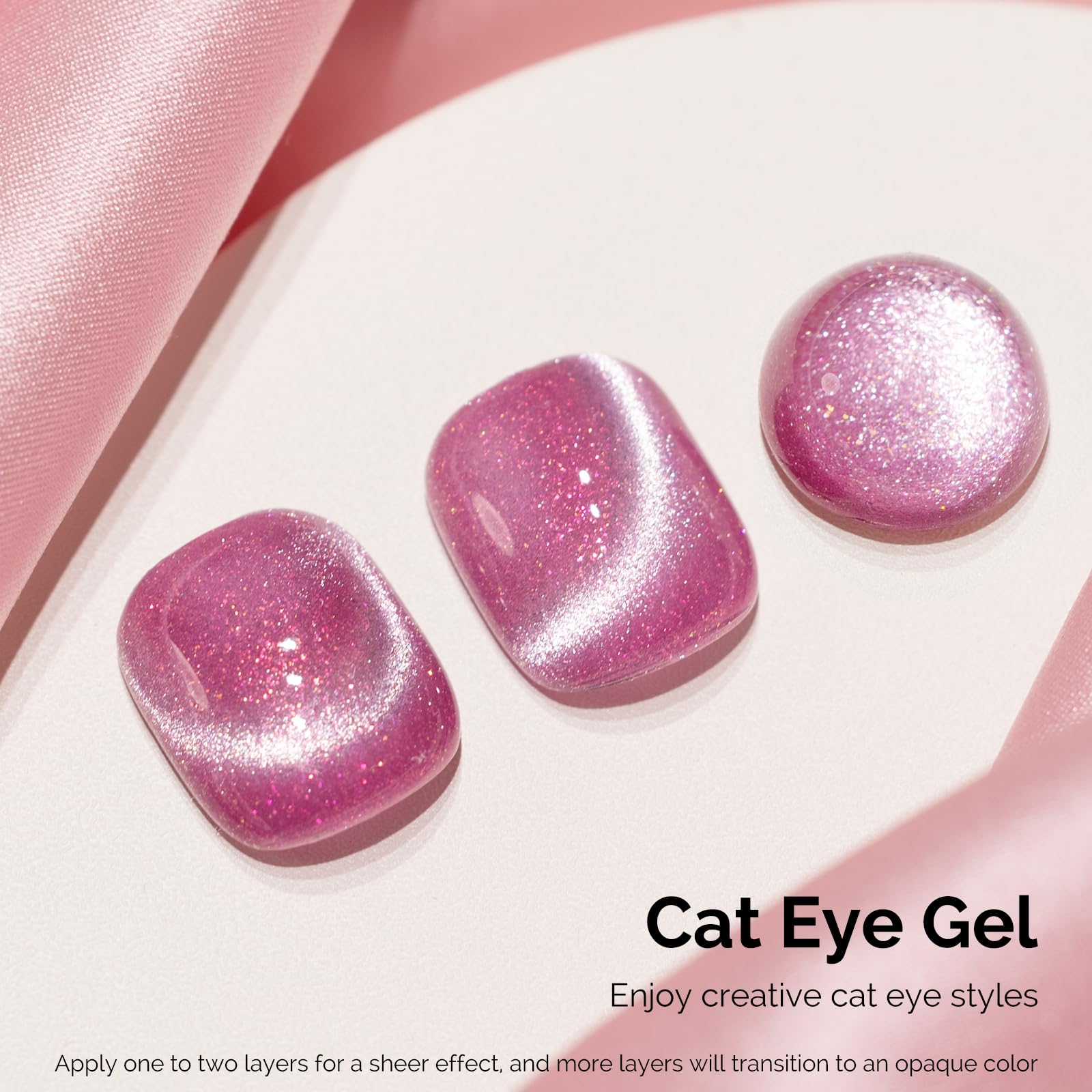 MelodySusie Starry Cat Eye Gel Nail Polish – Pink Glitter Magnetic UV Gel, 0.5 Fl Oz | G1602