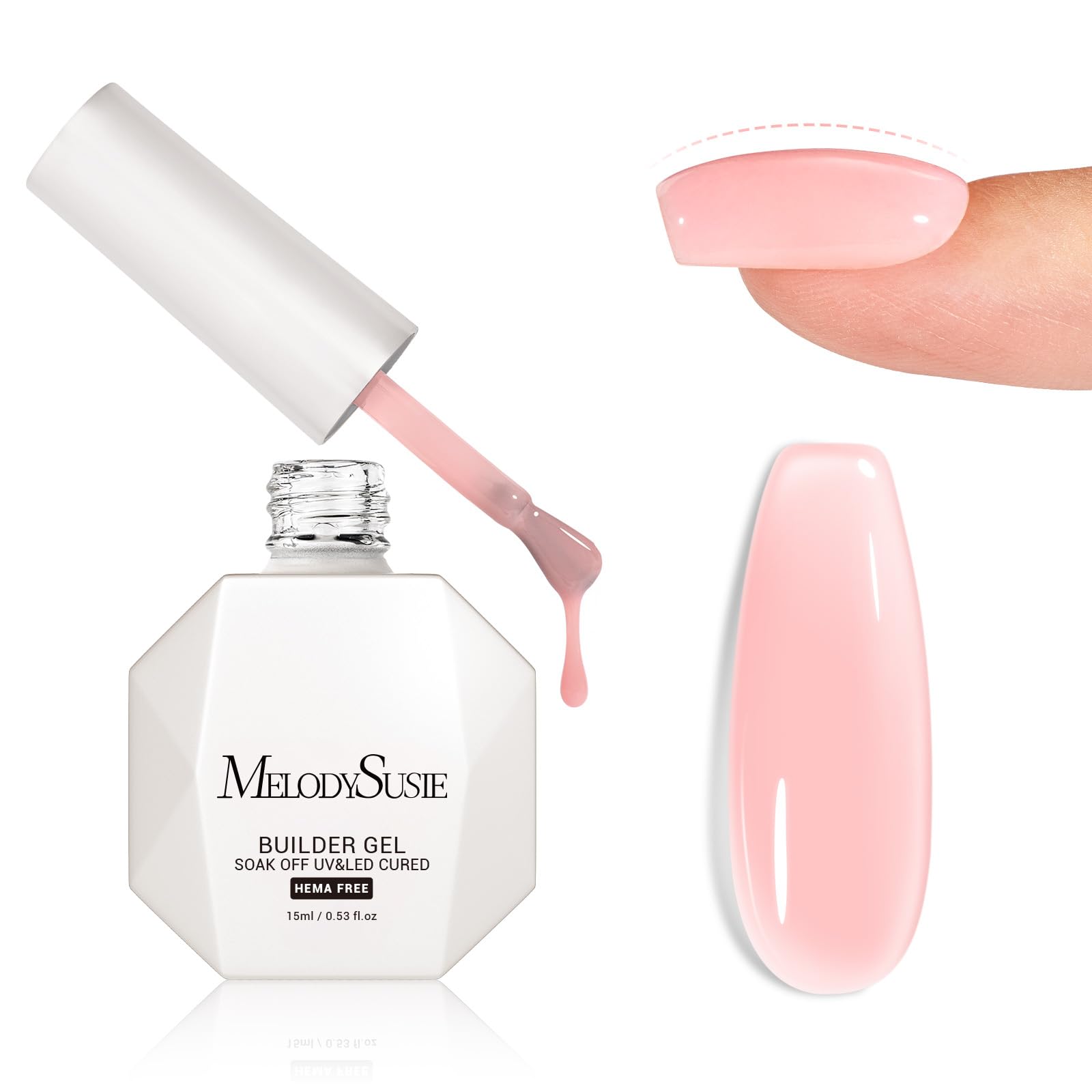 MelodySusie Hema-Free Milky Pink Builder Gel – 0.5 Fl Oz | UV/LED Extension