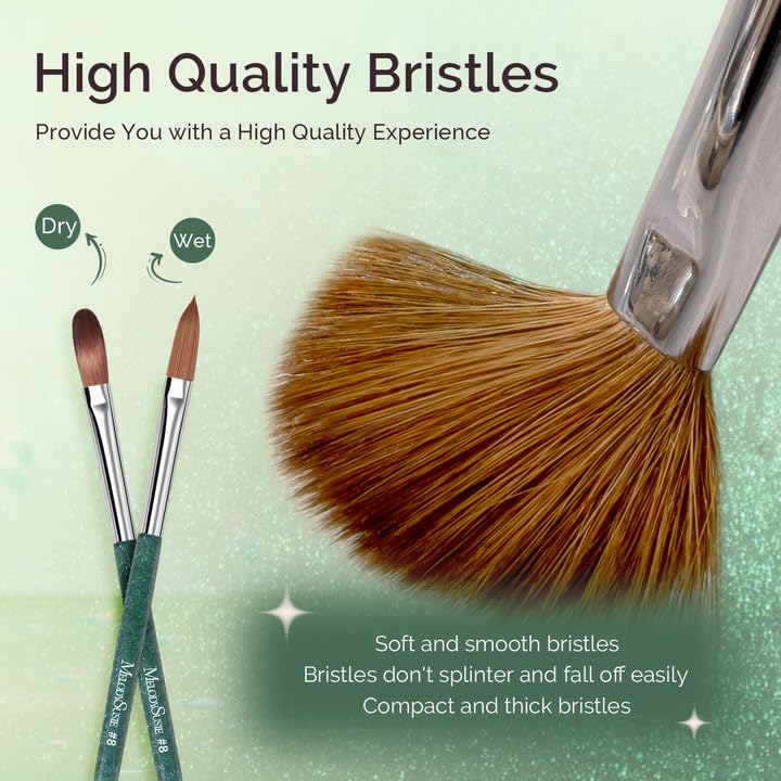 MelodySusie Kolinsky Acrylic Nail Brush – 66% Kolinsky Hair, Aurora Collection, Size 8