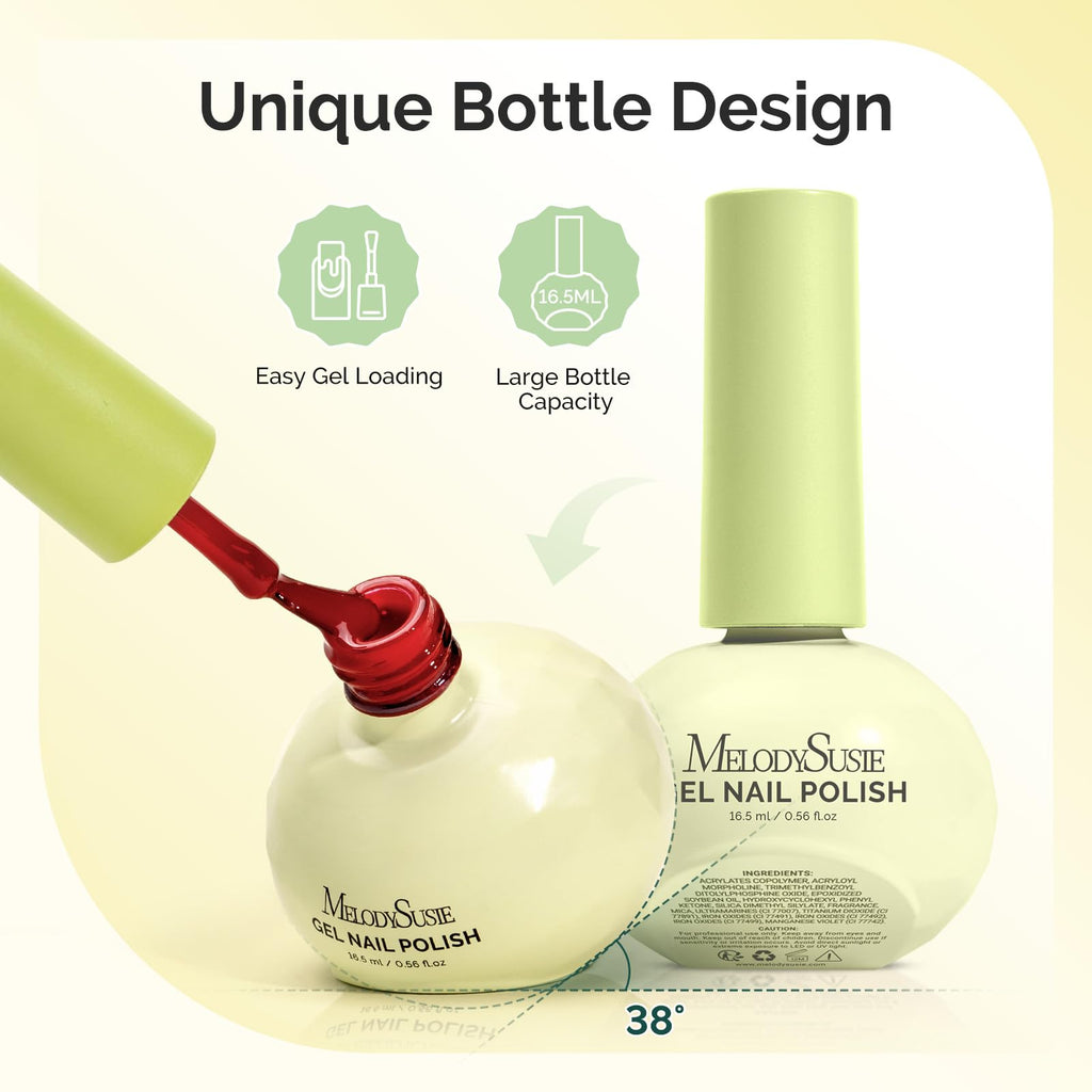 MelodySusie Highly Pigmented Gel Nail Polish – Plant-Based 3-Free Pink Gel Polish, Tilt Bottle, 16.5ml