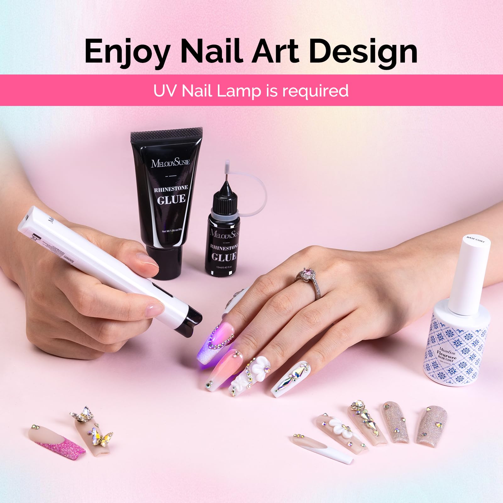 MelodySusie ART01R Handheld UV Light – Cordless Gel Nail Lamp with LCD Display