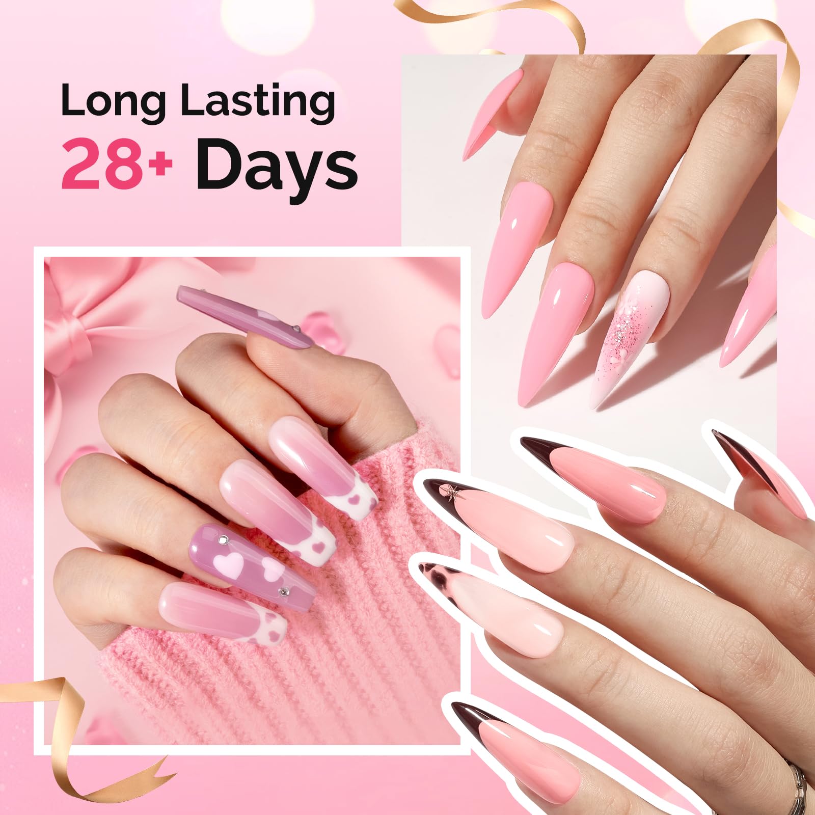 MelodySusie Gel Nail Polish Kit with UV Light P-ART06F – 8 Color Gel, Builder Gel, Base & Top Coat