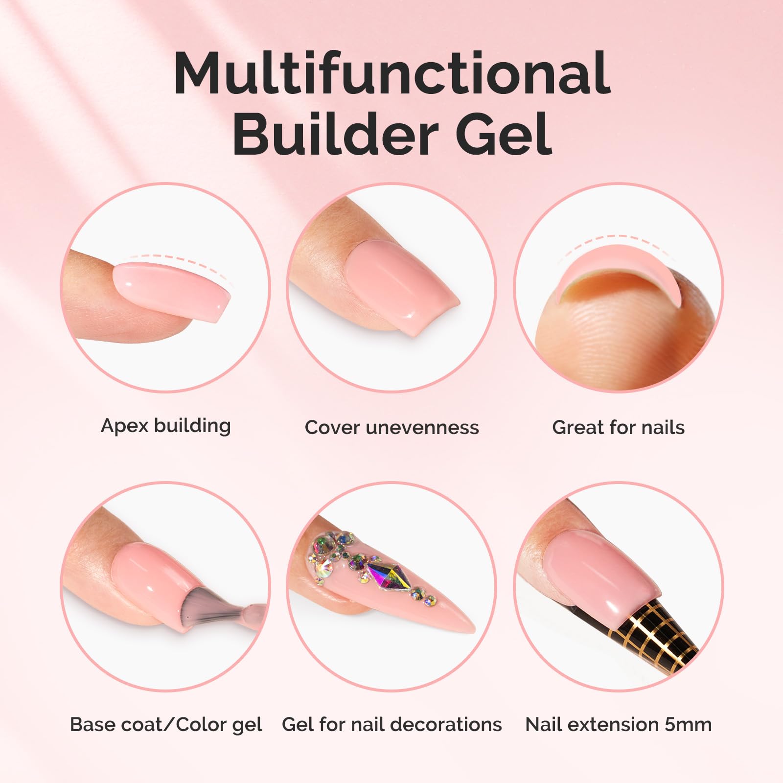 MelodySusie Hema-Free Milky Pink Builder Gel – 0.5 Fl Oz | UV/LED Extension