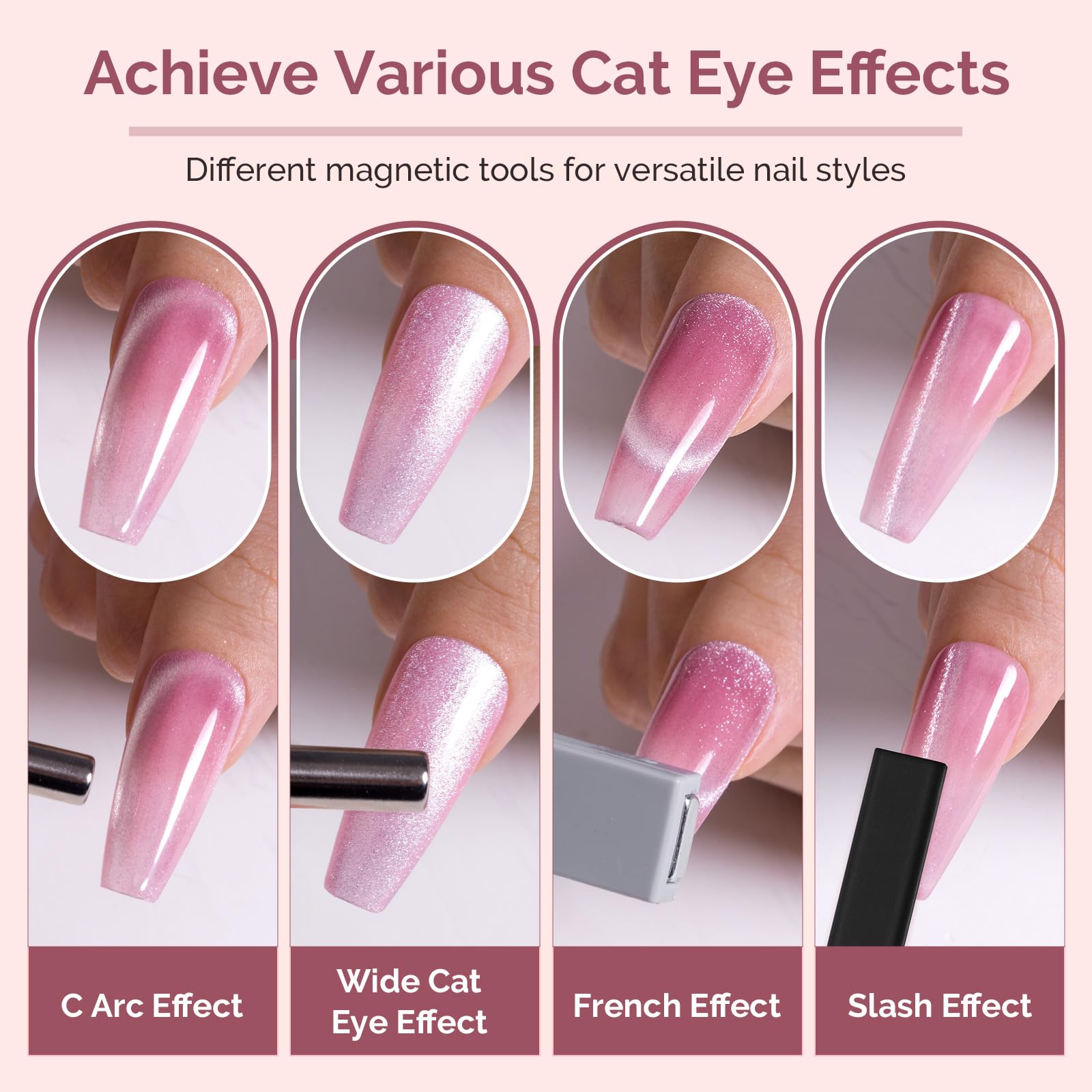 MelodySusie Nail Magnet Set 11PCS | Cat Eye Magnetic Nail Polish Magnets & Tools