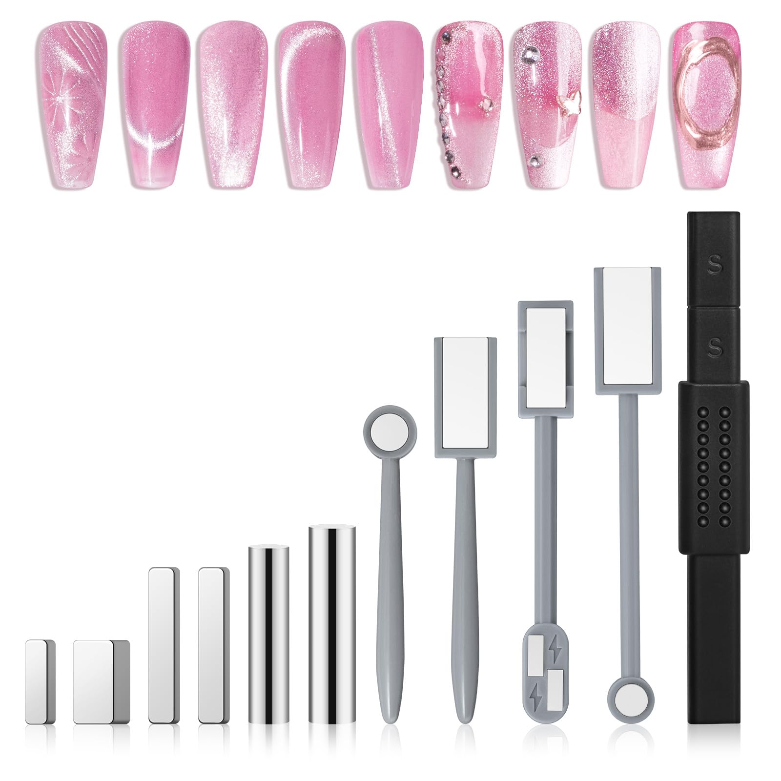 MelodySusie Nail Magnet Set 11PCS | Cat Eye Magnetic Nail Polish Magnets & Tools