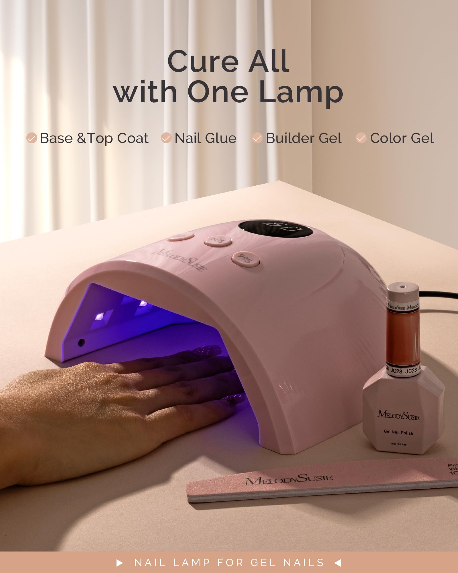 MelodySusie P-Plus30F Compact UV LED Nail Lamp – 36W, Auto Sensor, 3 Timers for Fast Gel Curing
