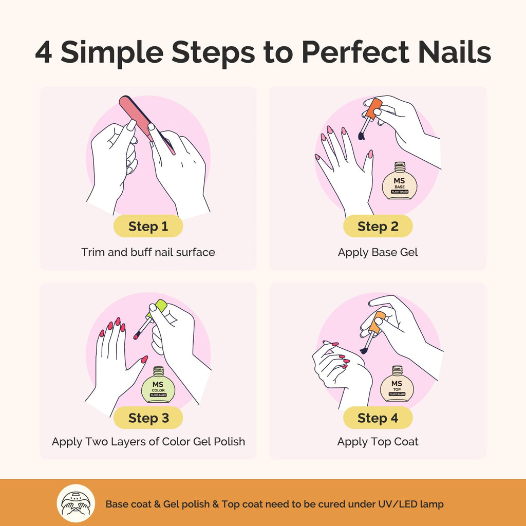 MelodySusie Plant-Based Gel Base & Glassy Top Coat Set — Tilt-and-Stand Bottle, 16.5ml, 2 Pcs, TPO/HEMA/HPMA Free