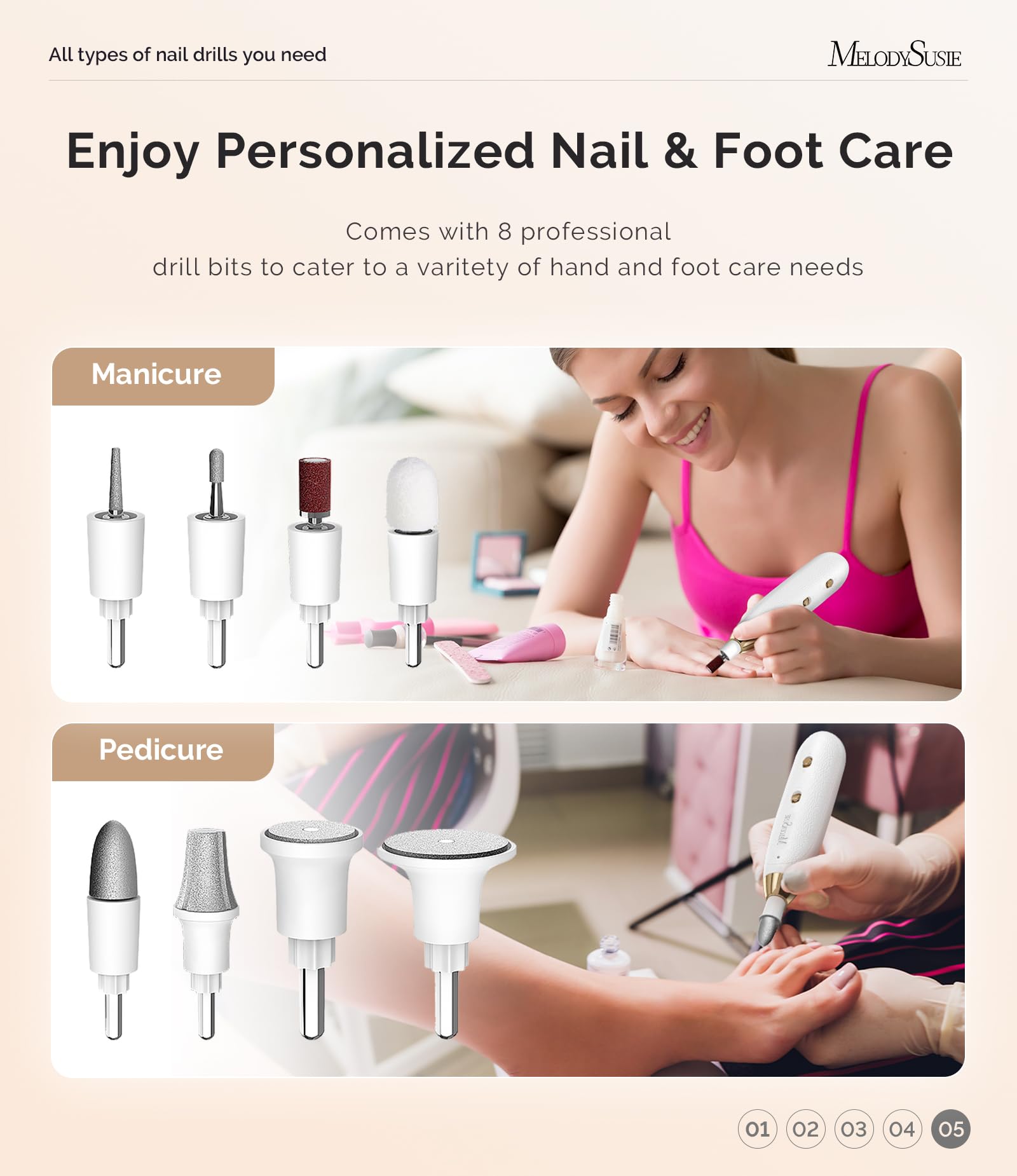 MelodySusie PC650E 8-in-1 Cordless Nail Drill — 20 Speeds, LED Light, Salon-Grade At Home