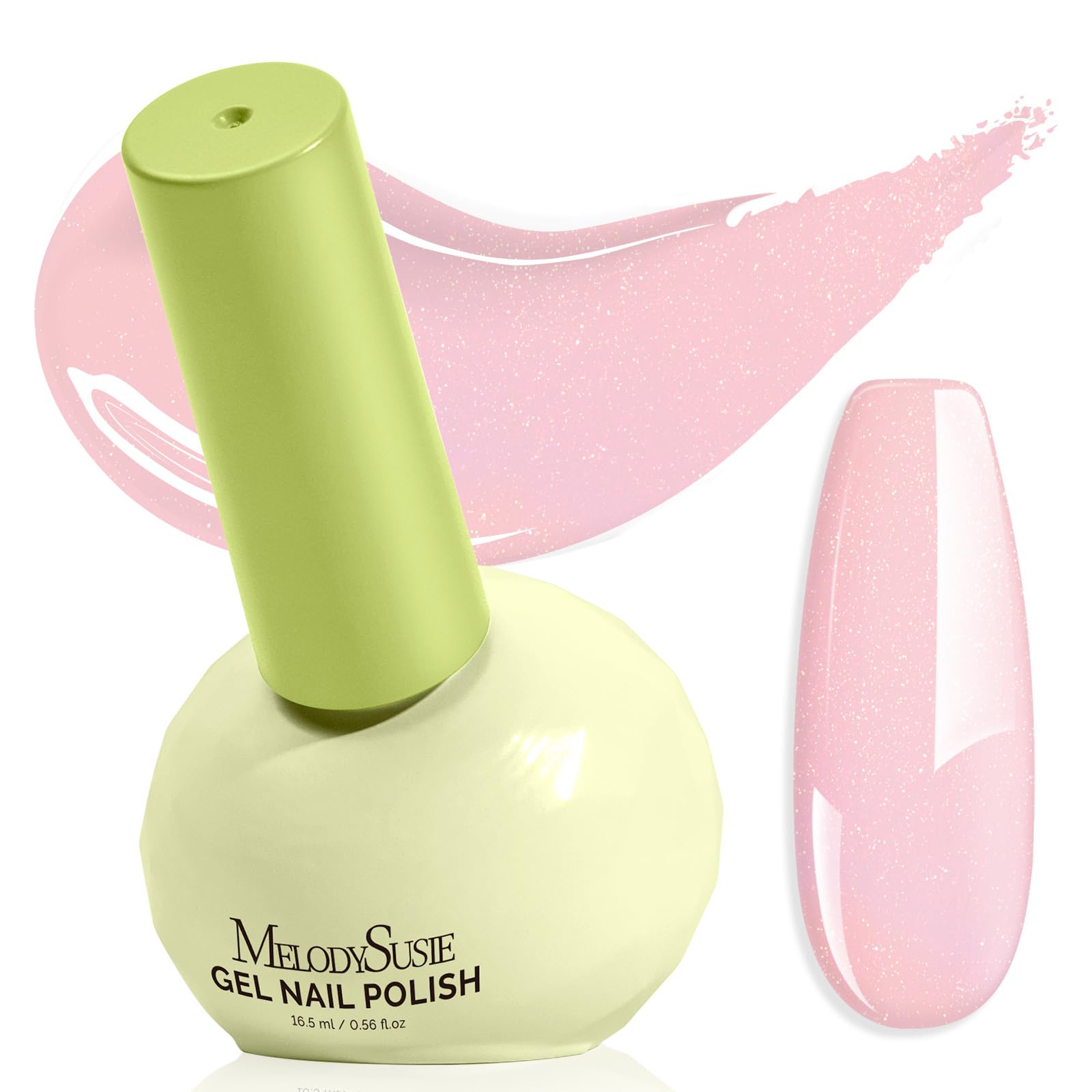 MelodySusie Highly Pigmented Gel Nail Polish – Pink, 0.56 Fl Oz, Plant-Based 3-Free, Tilt-and-Stand Bottle