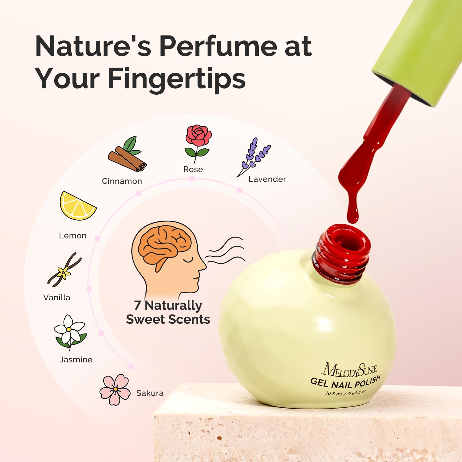 MelodySusie Highly Pigmented Gel Nail Polish Set – 6 Colors, Tilt Bottle, Plant-Based 3-Free Formula (HEMA Free)