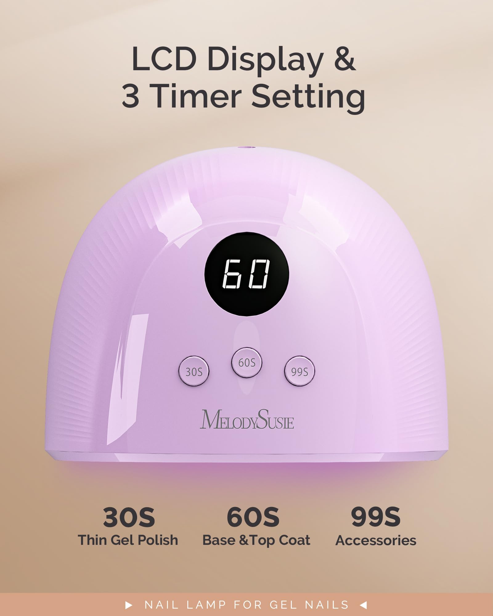 MelodySusie Compact Advanced UV LED Nail Lamp P-Plus30F – 3 Timers, Auto Sensor, Purple