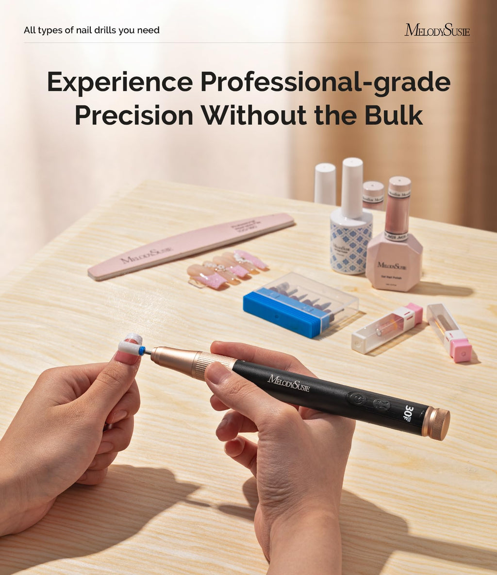 MelodySusie Pen-Shaped Cordless Nail Drill SM180F – 30000RPM, LED Display, Portable E-File for Home Manicure and Gel Removal