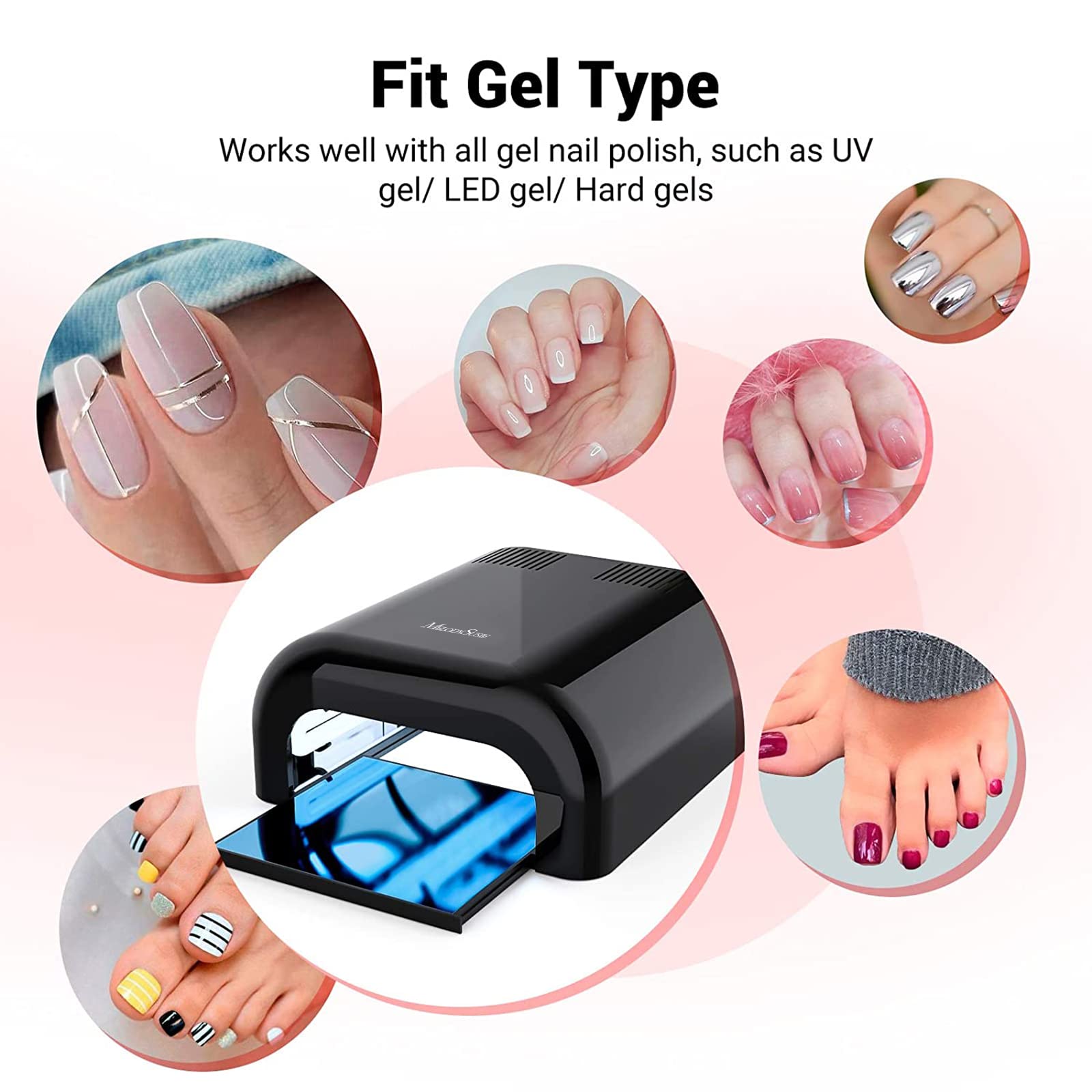 MelodySusie S-Pro04 UV Nail Lamp – 36W, 4 Tubes, Detachable Metal Base