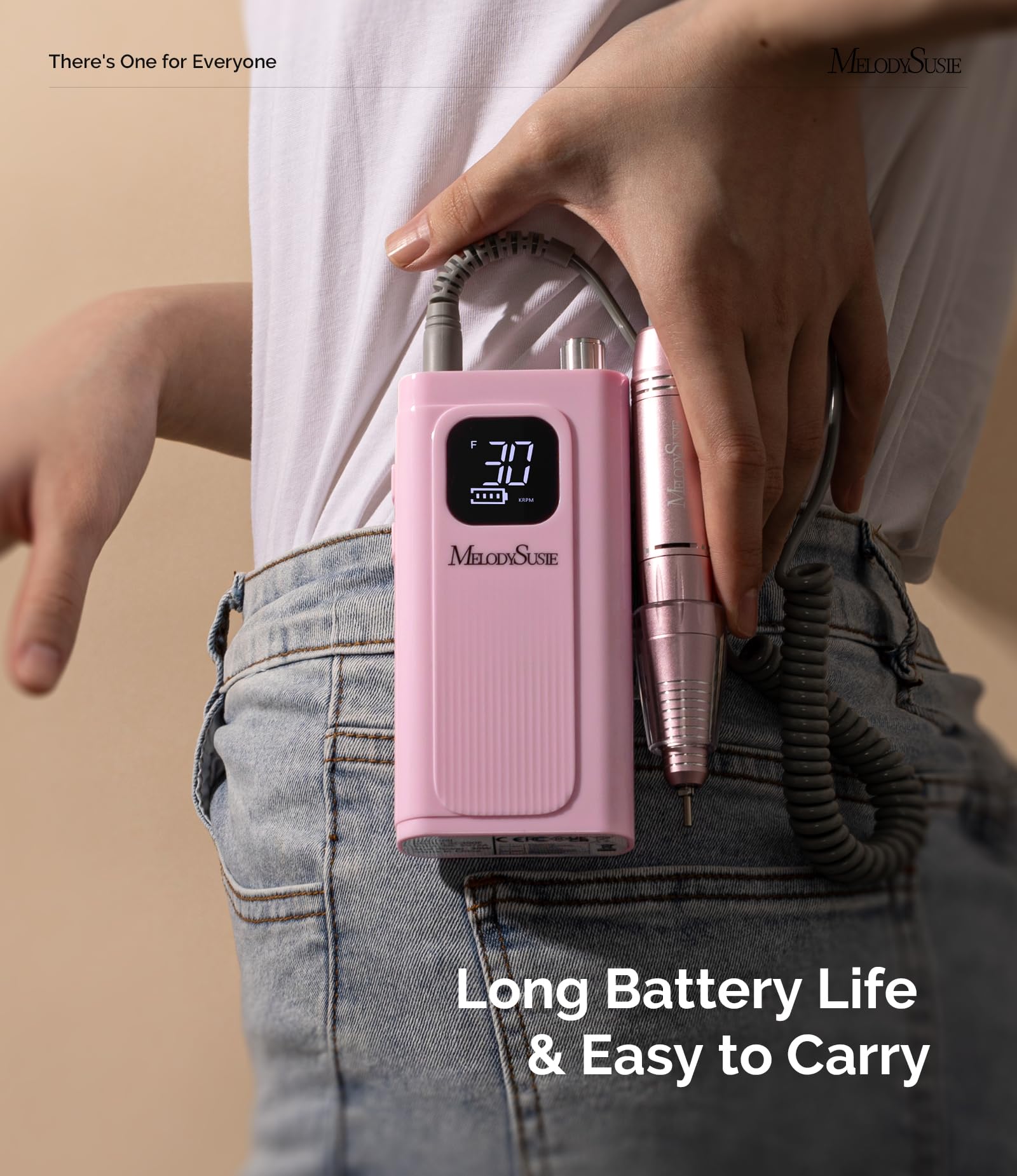 MelodySusie SC300F Clip-On Rechargeable Nail Drill – 30,000 RPM, LCD Display, Training & Home Use