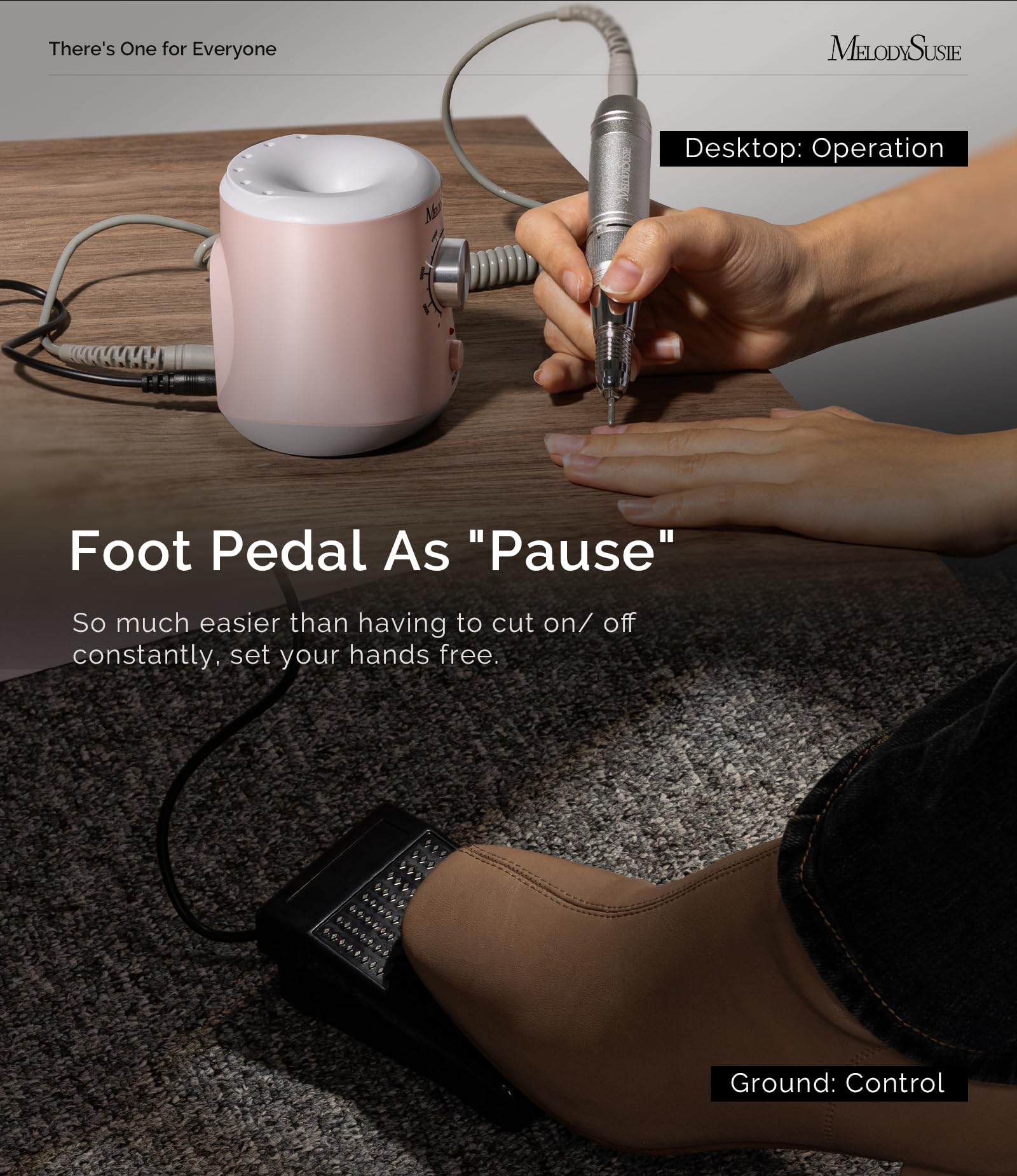 MelodySusie SC320I 30,000 RPM Nail Drill with Foot Pedal — E-File for Manicure, Gel Removal & Shaping