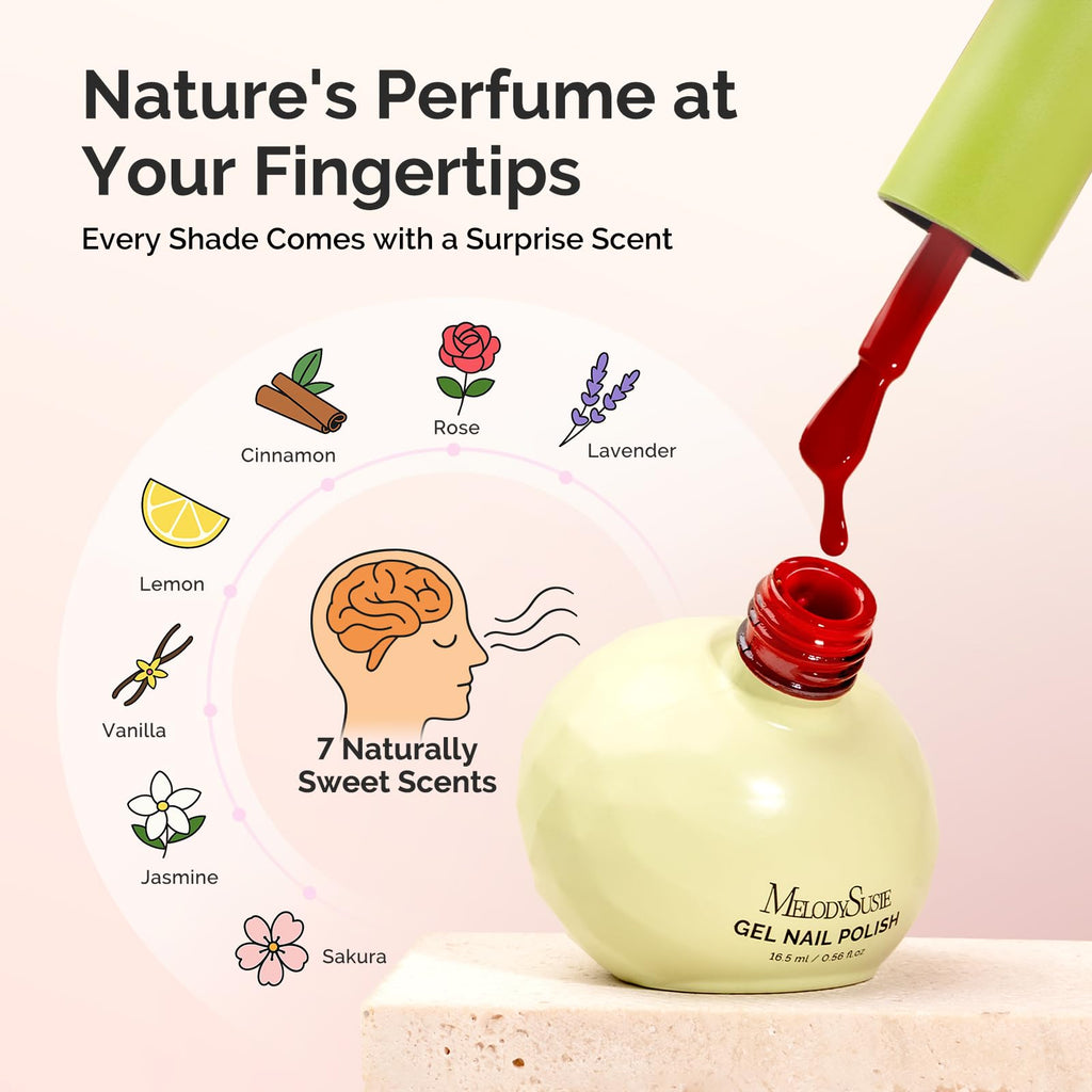 MelodySusie Crimberry Spark Gel Nail Polish Set — 6 Rich, HEMA-Free Plant-Based Shades
