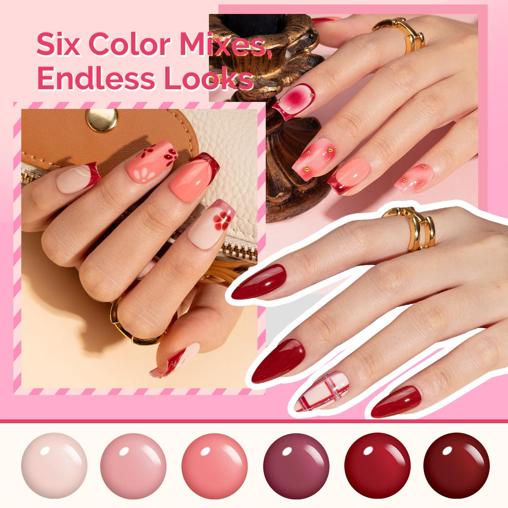 MelodySusie Crimberry Spark Gel Nail Polish Set — 6 Rich, HEMA-Free Plant-Based Shades