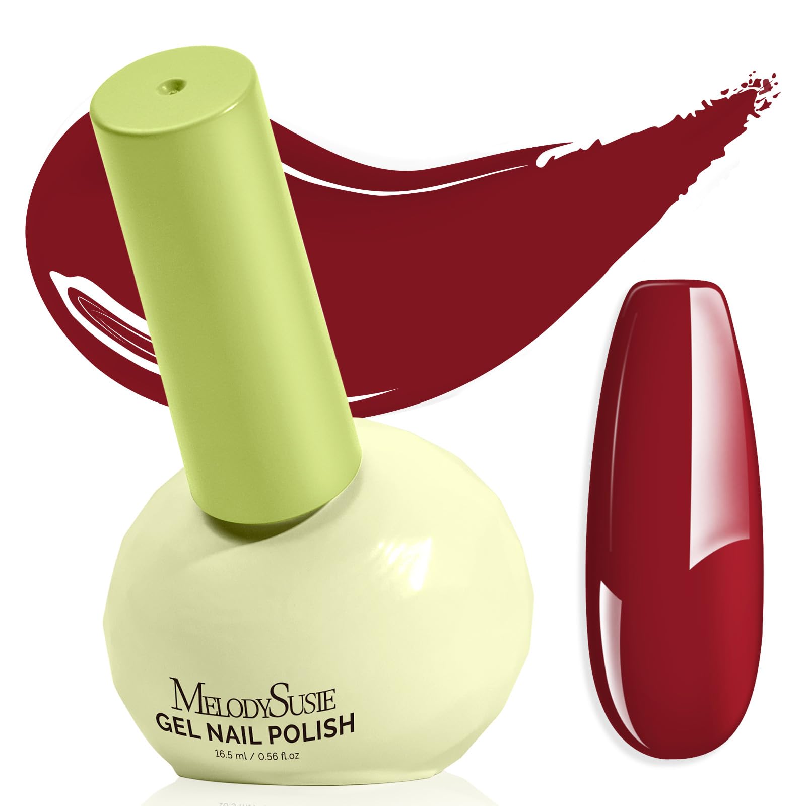 MelodySusie Highly Pigmented Gel Nail Polish – Tilt‑and‑Stand Bottle, Soak Off Red Gel, 16.5 ml, Plant‑Based, TPO & HEMA Free