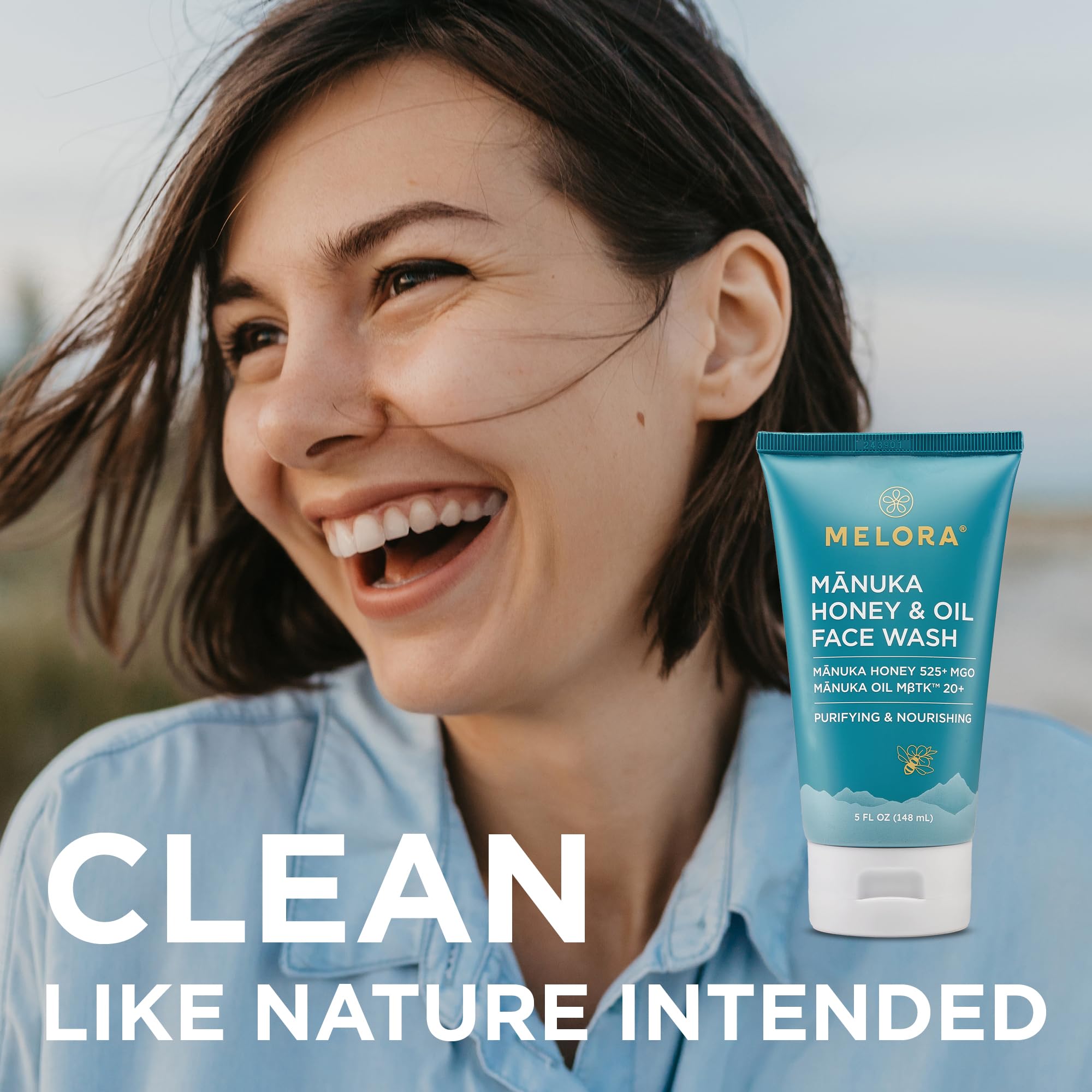 MELORA Manuka Honey Face Wash | Hydrating Daily Cleanser with Manuka Honey & Oil