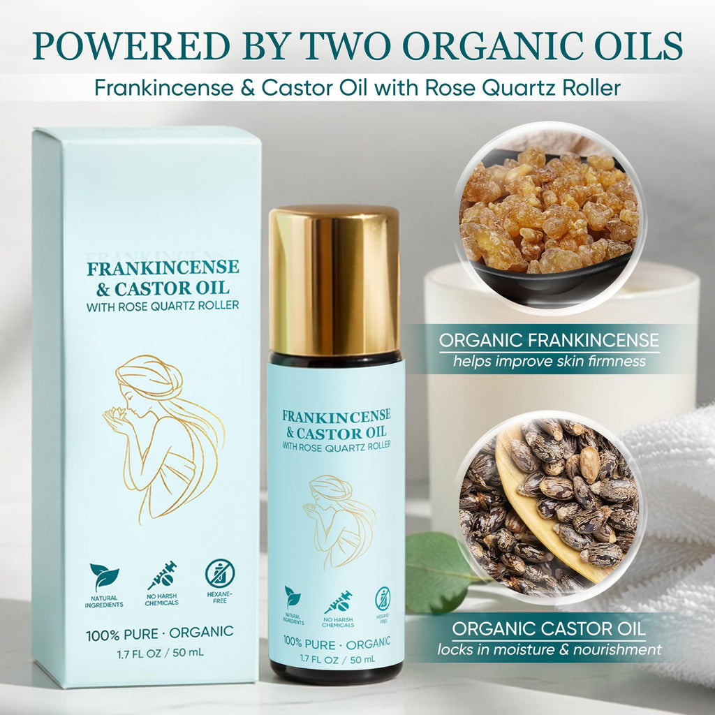 MEMOCORE Frankincense & Organic Castor Oil Roller – Deep Hydration, Elasticity Support, 50ml