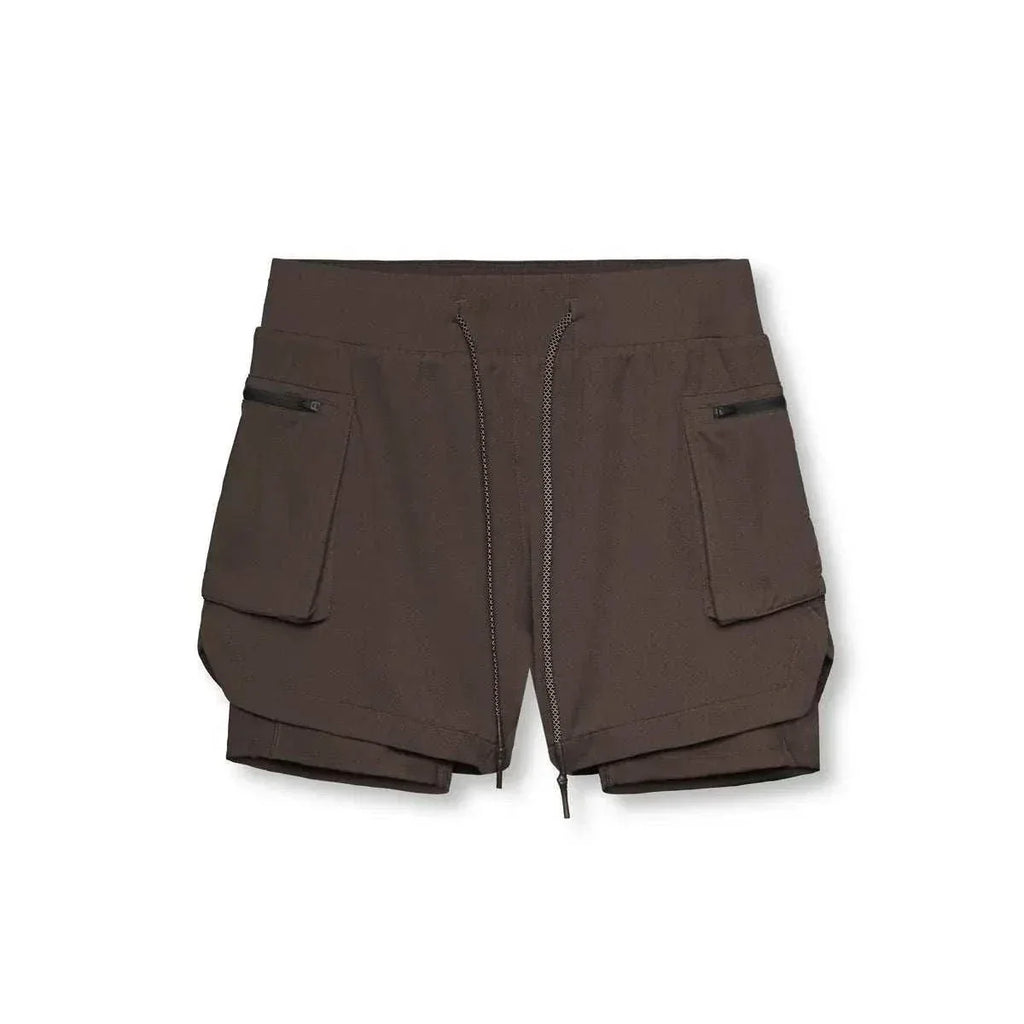 Men 2 in 1 Running Training Joggers Gym Shorts With Phone Pocket