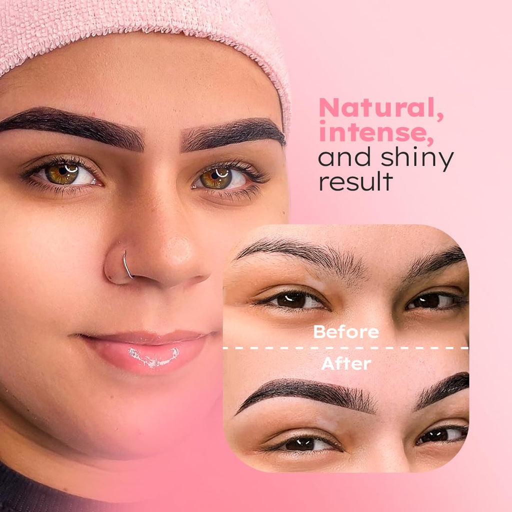 MENELA Eyebrow Henna Tint Kit – Natural Black Brow Color, Ammonia-Free, Bamboo Extract, 2.5g Henna + 15ml Fixer