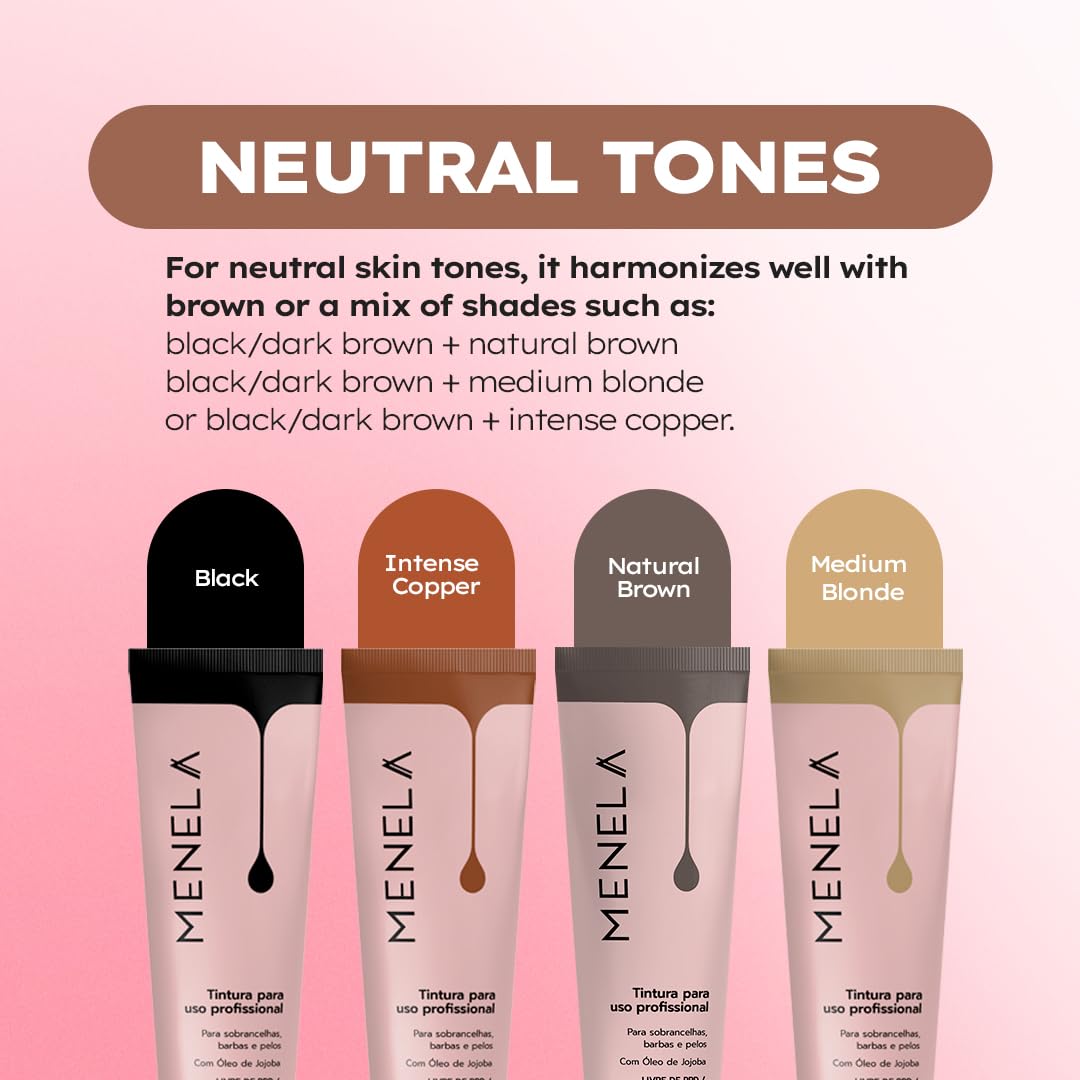 Menela Eyebrow Tint Kit – Vegan, Ammonia-Free Brow Color with Jojoba Oil (Medium Blonde, 20 ml)
