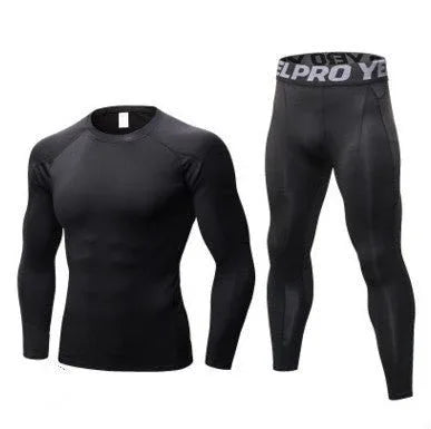 Men's Compression Running Suit Set UK – Long-sleeve Shirt & Pants for Fitness Training