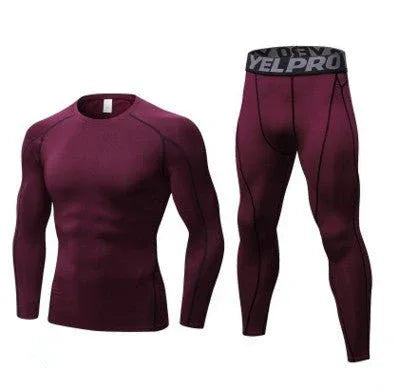 Men's Compression Running Suit Set UK – Long-sleeve Shirt & Pants for Fitness Training