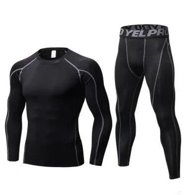 Men's Compression Running Suit Set UK – Long-sleeve Shirt & Pants for Fitness Training