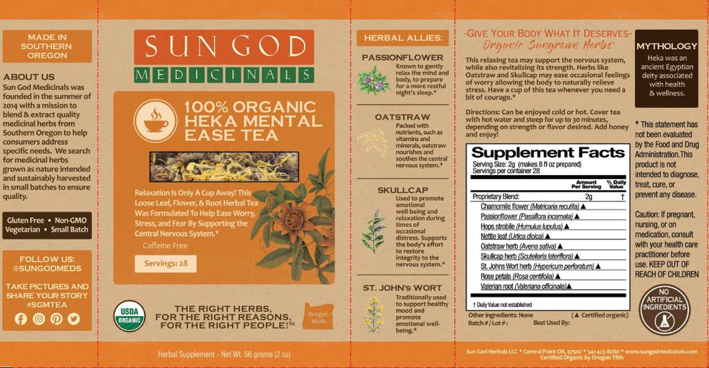 Organic MENTAL EASE Herbal Tea with 10 FREE Tea Bags