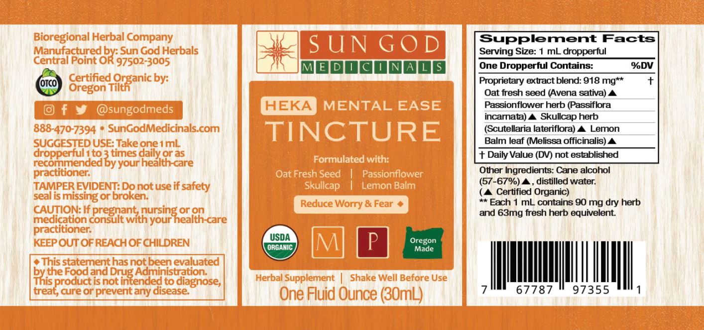 MENTAL EASE Organic Herbal Tinctures - Slow & Calm the Mind