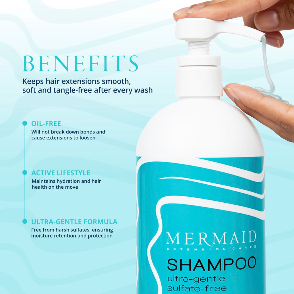 Mermaid Extension Care Shampoo — Ultra-Gentle, Sulfate-Free Nourishment for Hair Extensions (32 fl oz)