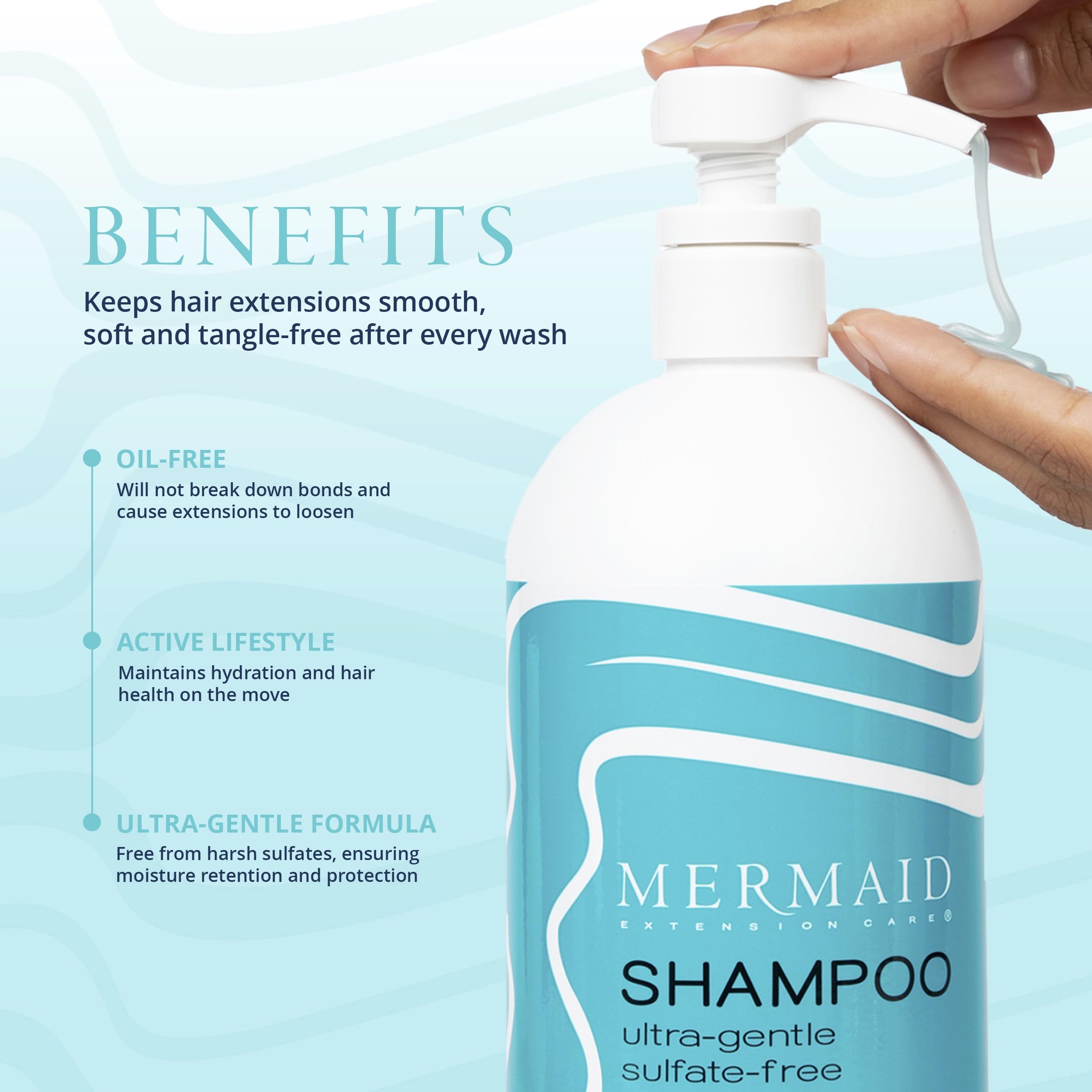 Mermaid Extension Care Shampoo — Ultra-Gentle, Sulfate-Free Nourishment for Hair Extensions (32 fl oz)