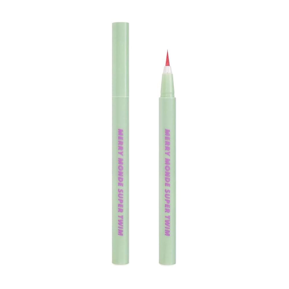 Merrymonde Super Twim Long Lasting Eyeliner – Vegan Ultra-Fine Felt Tip, Waterproof Multicolor (04 Salmon Pink)