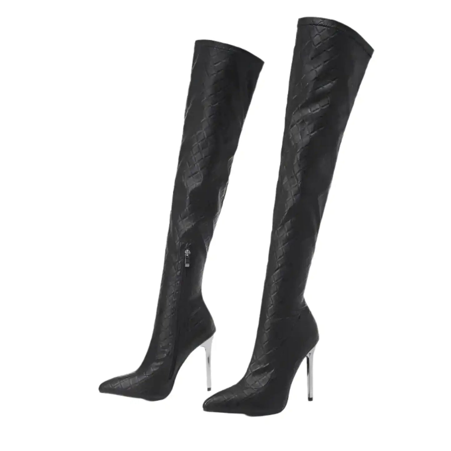 Metallic Over-The-Knee Stiletto Boots