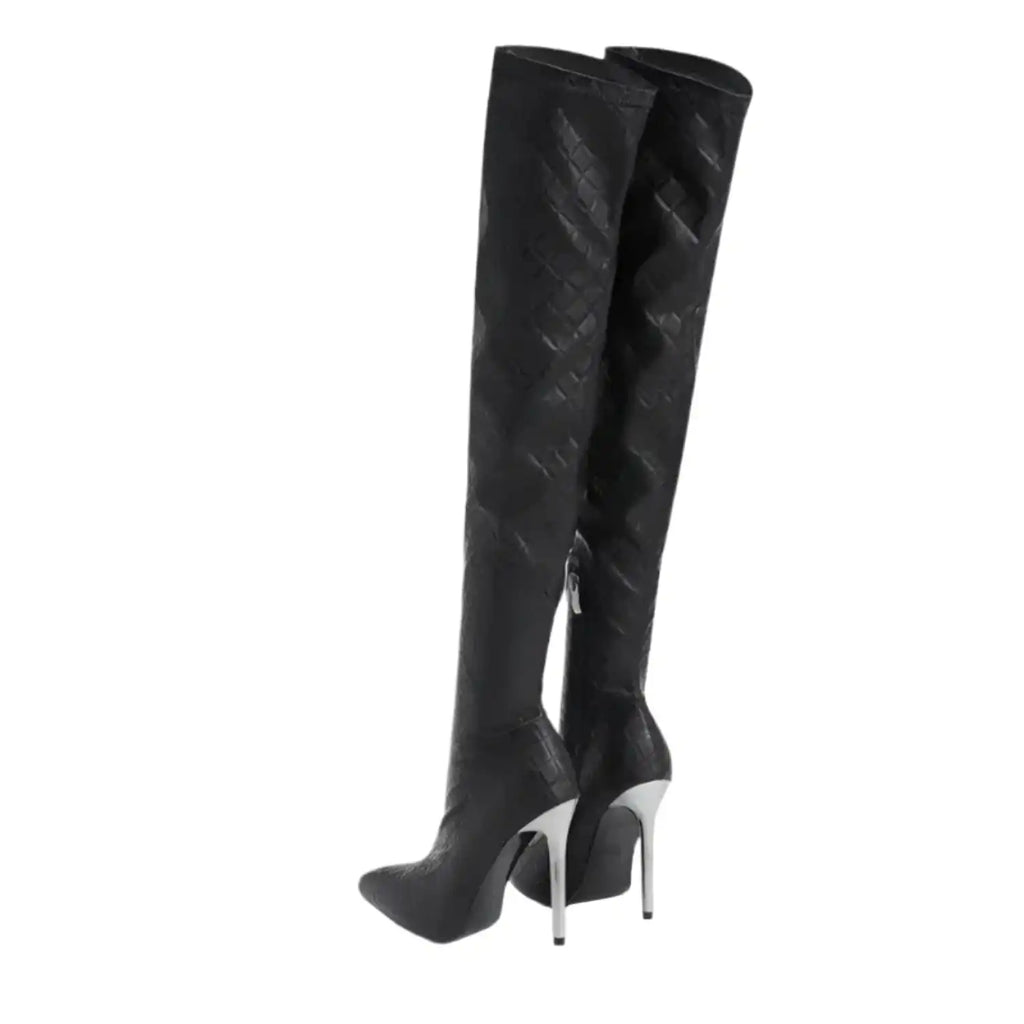Metallic Over-The-Knee Stiletto Boots