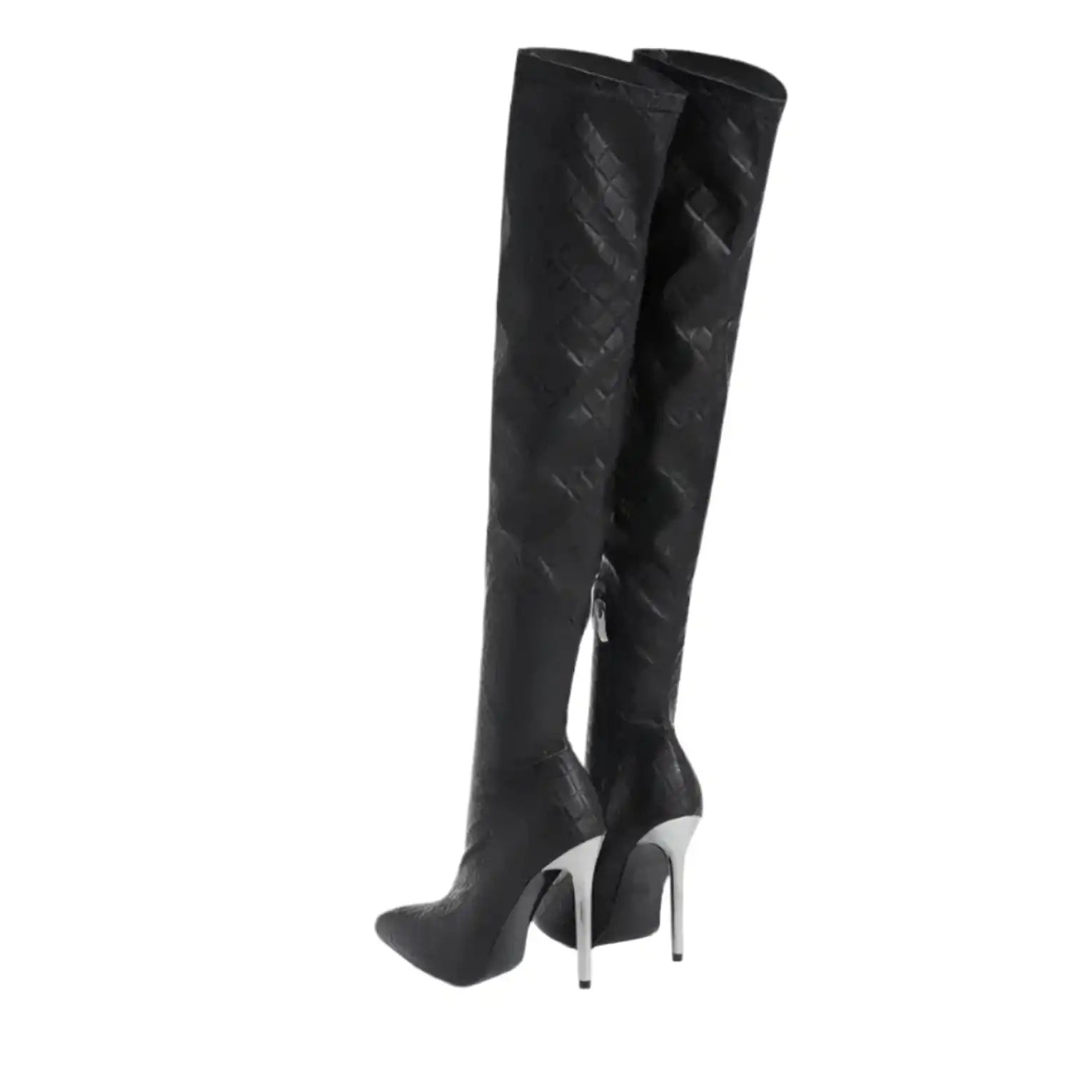 Metallic Over-The-Knee Stiletto Boots