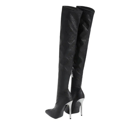 Metallic Over-The-Knee Stiletto Boots