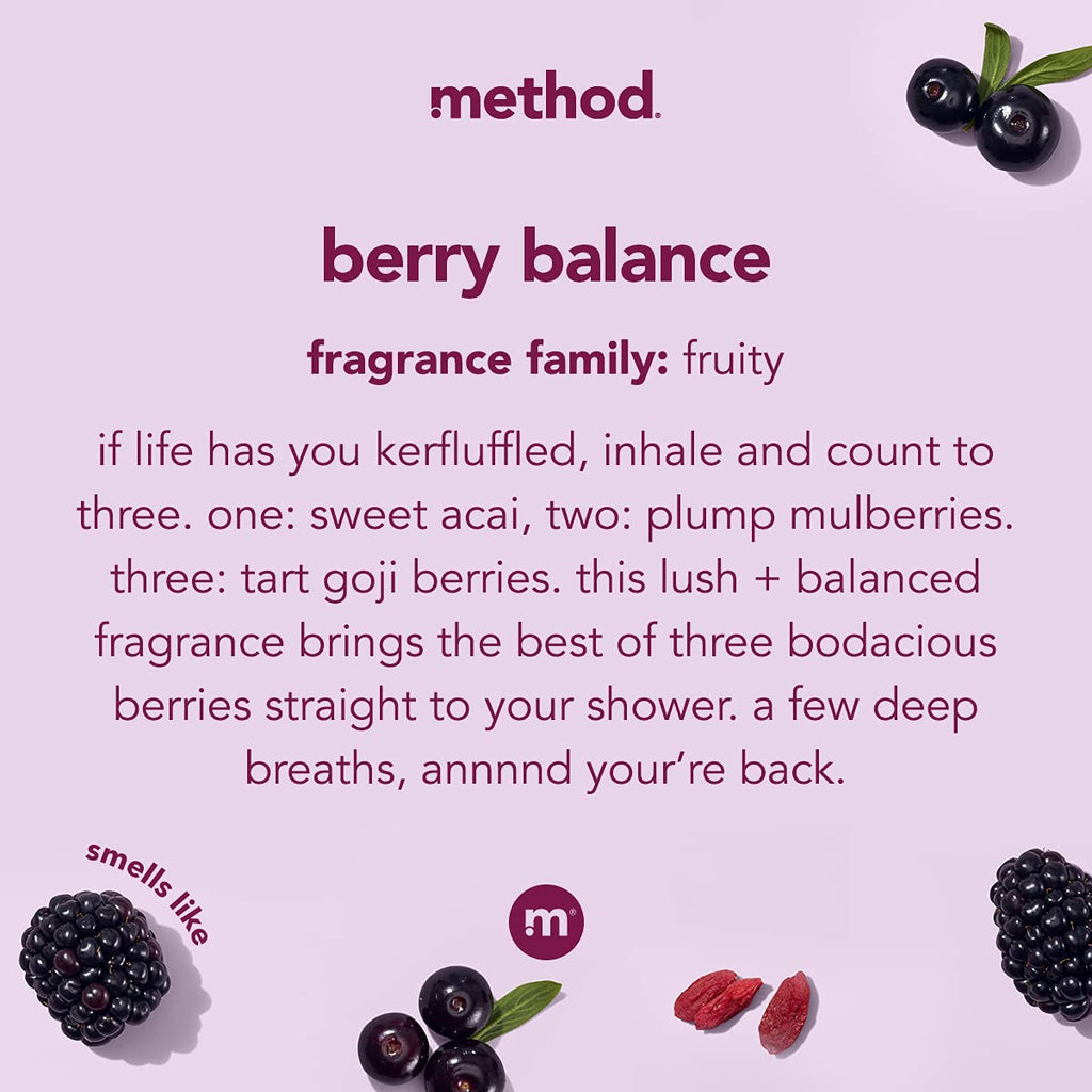 Method Berry Balance Body Wash — 3 x 18 oz, Plant-Based & Cruelty-Free