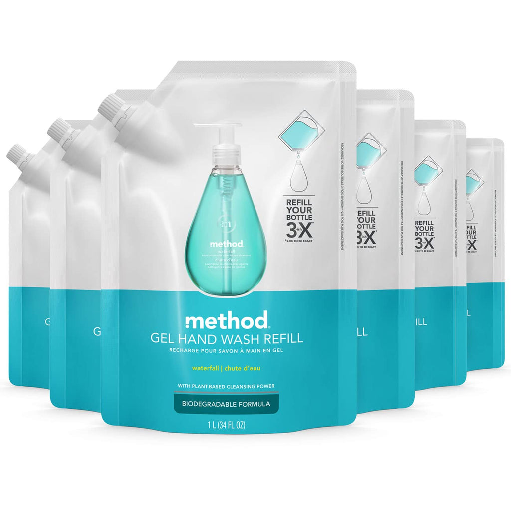 Method Gel Hand Soap Refill – Waterfall (34 oz, Pack of 6)