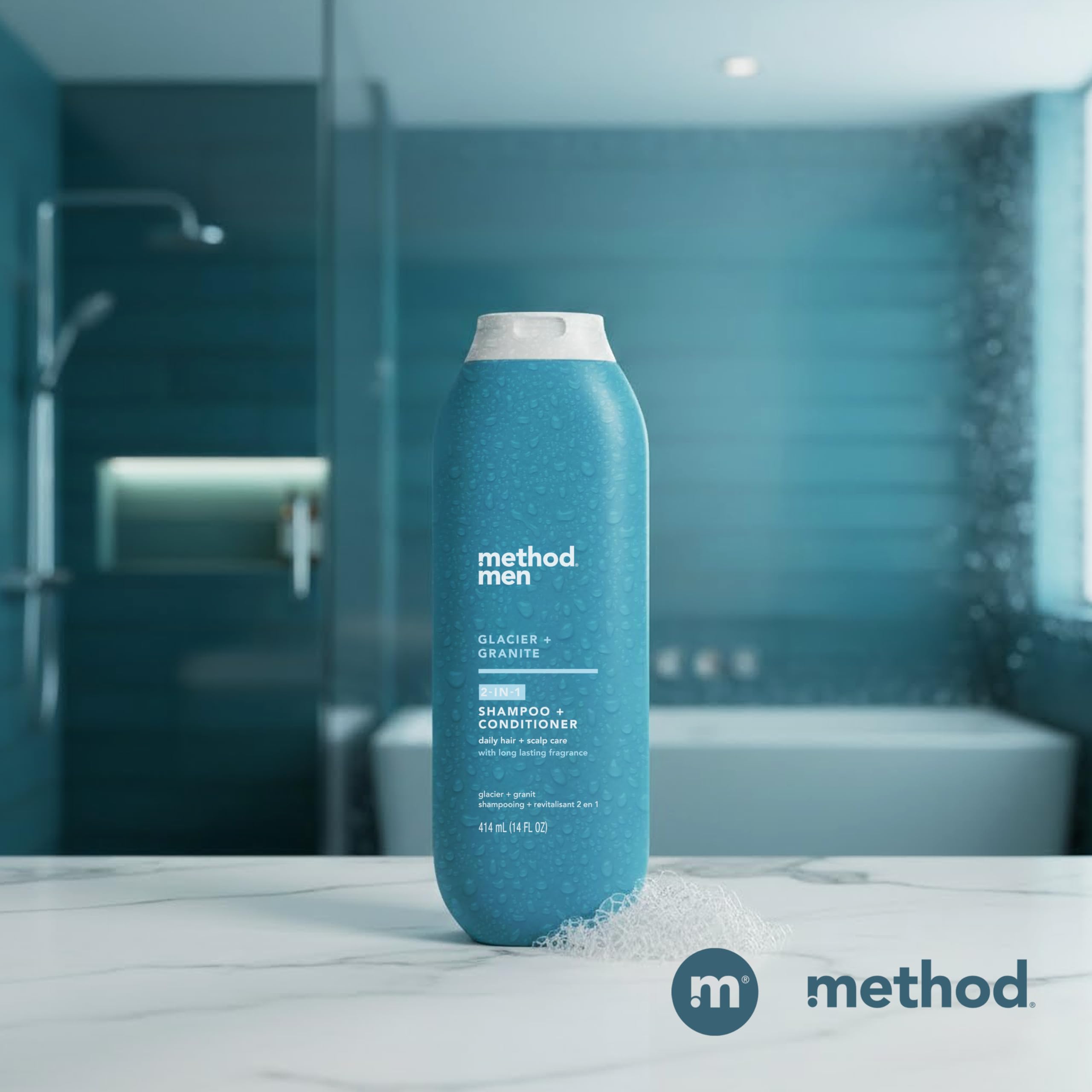 Method Men Glacier + Granite 2-in-1 Shampoo & Conditioner – Paraben-Free, Dye-Free, 14 oz (Pack of 6)