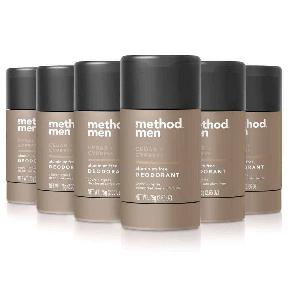 Method Mens Aluminum-Free Deodorant Cedar & Cypress – 2.65 oz Sticks (6-Pack)